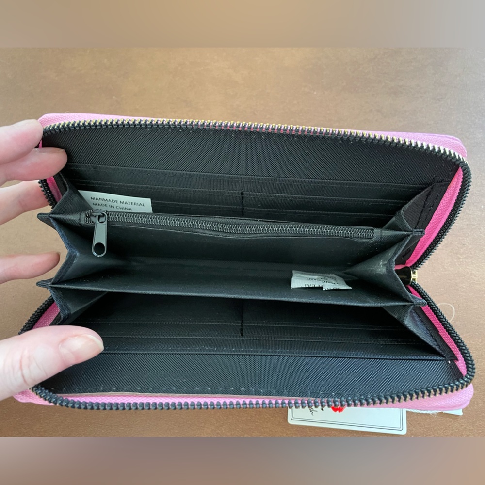 Blush Crush ๐HP๐ NWT vegan โI ๐ฉท Parisโ long zip around wallet BarbieCore pink - Picture 5 of 6